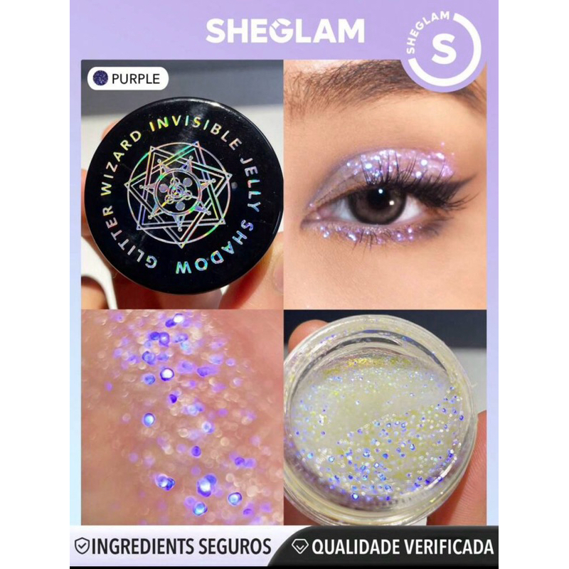 Glitter Sombra Gel Brilho Mágico Roxo para os Olhos Sheglam | Shopee Brasil