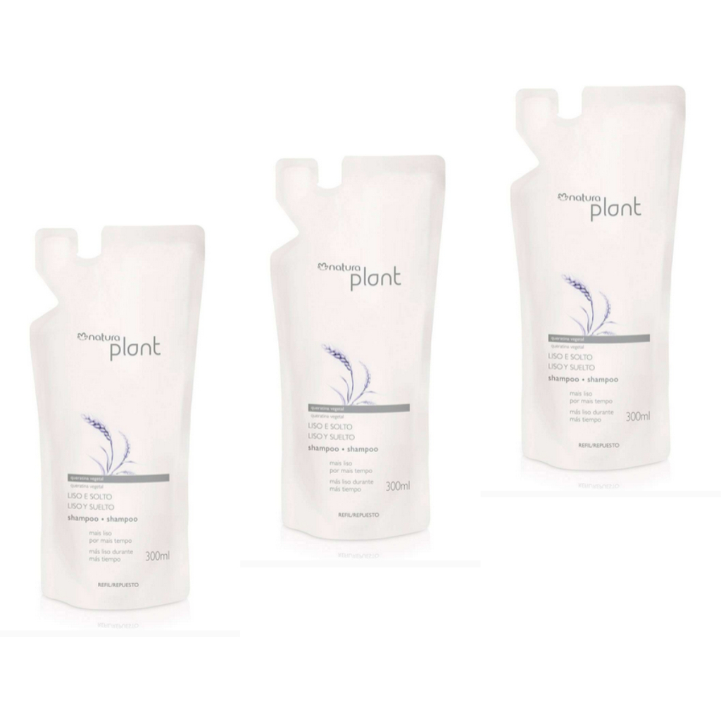 Natura Plant kit 3 refil shampoo liso e solto 300ml cada Shopee Brasil