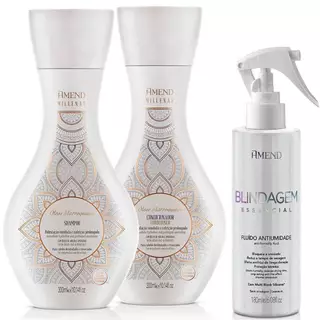 Amend Kit Milenar Óleos Marroquinos Com - 2 Produtos + Fluido Blindagem Essencial 180ml em Oferta na Shopee
