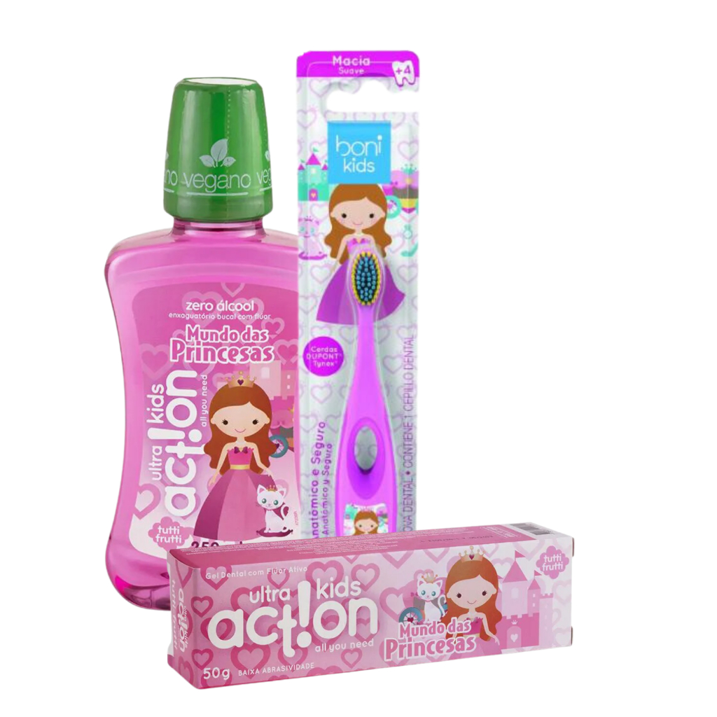 Kit Para Higiene Bucal Infantil Ultra Action Mundo Das Pincesas Tutti