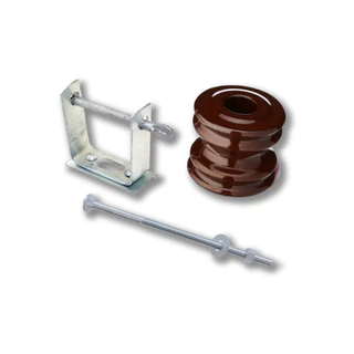 Conjunto Armação E Isolador Vertical Roldana Porcelana Poste