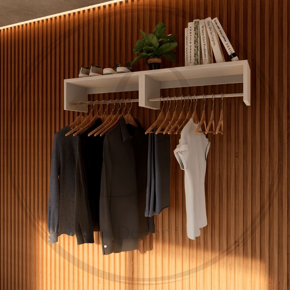 Arara De Parede Cabideiro Closet Quarto Loja - Reta 60 Cm | Shopee Brasil