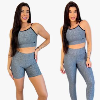 Conjunto Academia Feminino 3 peças(Top, Short e calça Legging) Diversas  Estampas Fitness