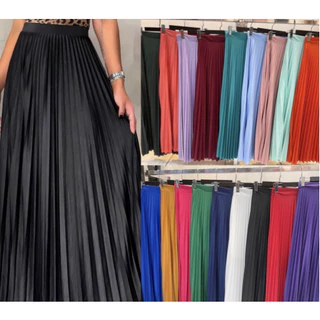 Saia Longa Lisa Plissada Moda Evangelica Forrada