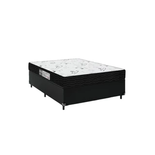 Cama Box Casal + Colchão D33 One Face - Couro Preto