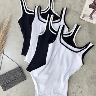 Body Feminino Regata Alça Larga Bicolor Moda
