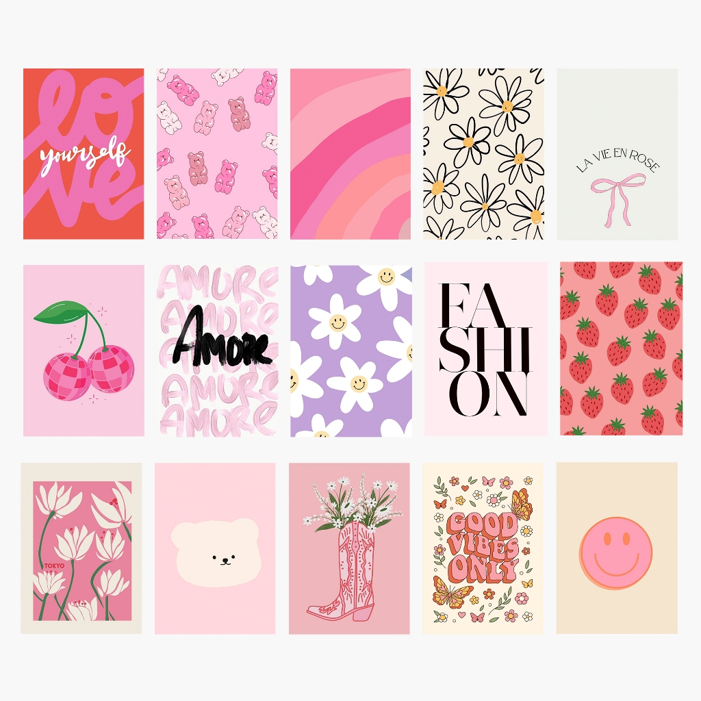 Quadros Decorativos Mdf Kawaii Pastel VSCO Aesthetic Smile Decoração de Quarto Parede Casa