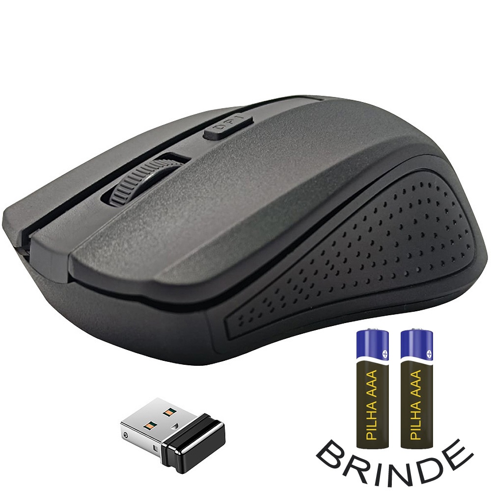 Mouse sem Fio Wirelless USB com Brinde 2 Pilhas