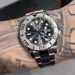 Relógio Yacht Master Masculino Prateado Aço Inoxidável Quartzo Luxuoso