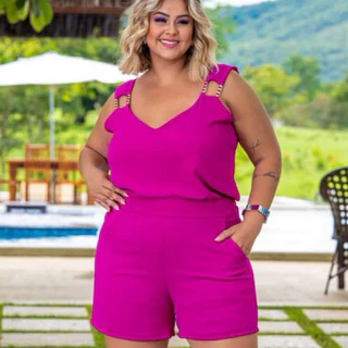Conjunto Feminino PlusSize Short Regata Romântica Modelo Curve.