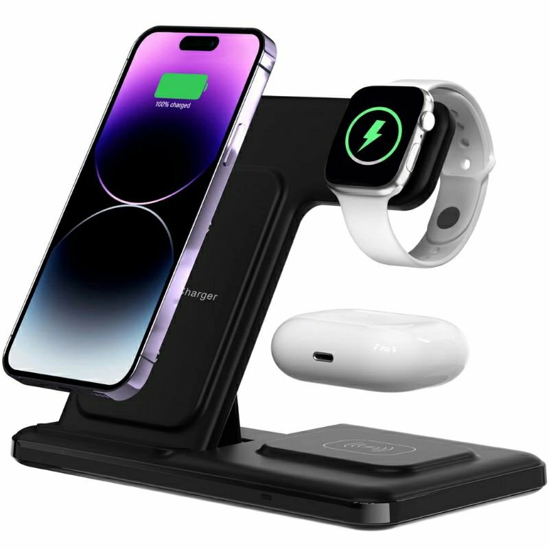 Carregador Sem Fio Dock Station P/ Apple Watch Airpod iPhone Samsung - Carregador Por Indução - ORIGINAL