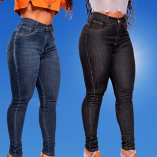 Kit Com 2 Calça Jeans Feminina Cintura Alta