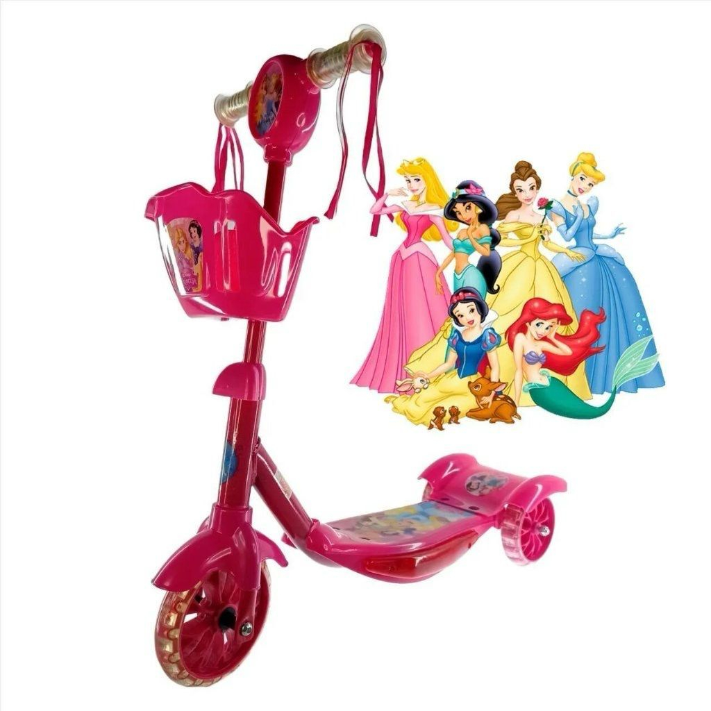 Patinete Musical Princesas 3 Rodas Cesta E Luzes Princesas Até 36kg ...