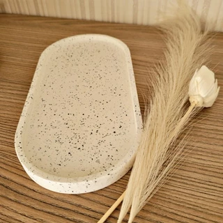 Bandeja Decorativa Grande em Concreto para lavabo porta objeto joias velas