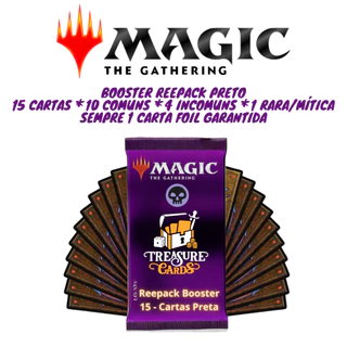 Lote cartas Magic Booster Reepack com 15 Cartas Cor PretO