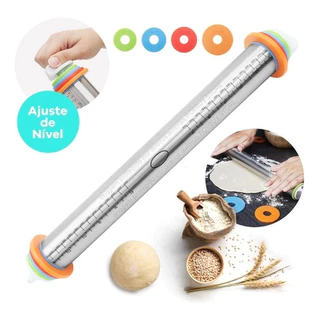 Rolo De Massa Inox Profissional Ajustável C/ Medidas Confeitaria Cozinha