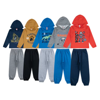 Roupas de FRIO Kit com 5 Conjuntos Moletom de Menino de 1 Ao 8 Anos