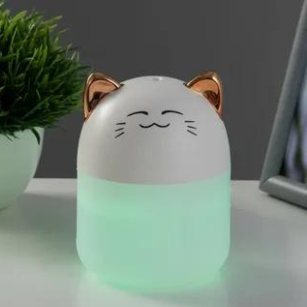 Umidificador De Ar Ambientes de Gatinho Luz De Led Mini Difusor Escritório Quarto Casa USB 250ml - Sortido