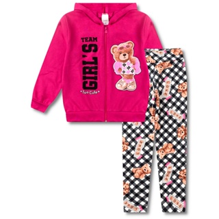 Conjunto Moletom Infantil Feminino Roupa Menina Inverno 2 Peças - 1 Jaqueta e 1 Calça