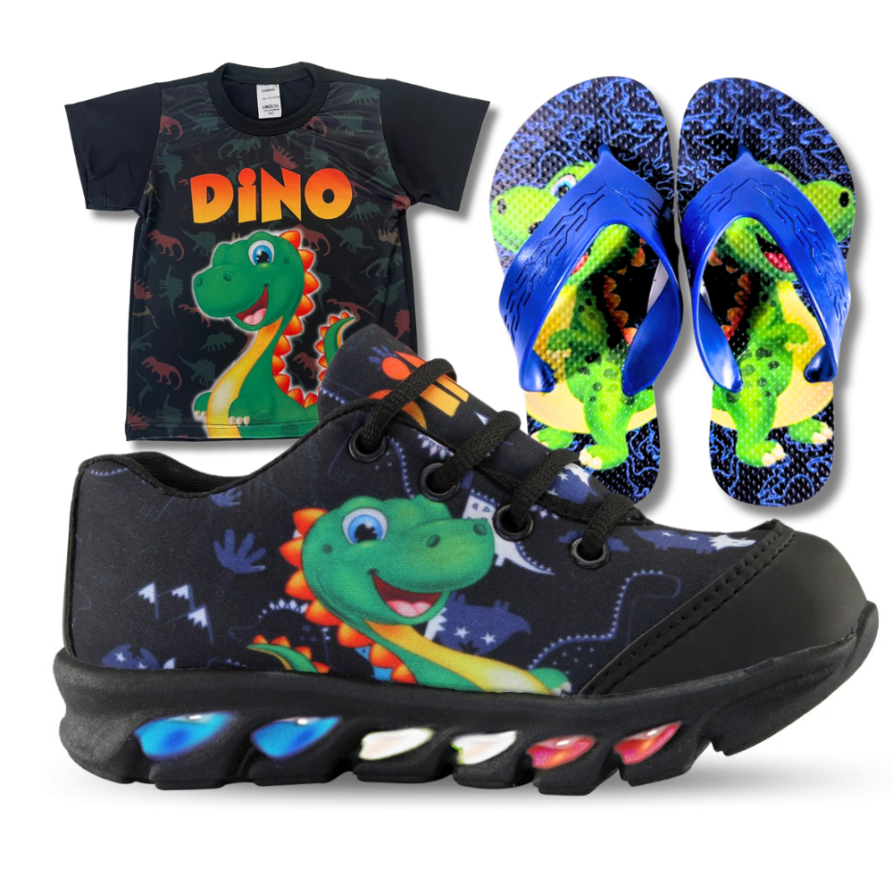 Dinossauro Tenis Luzinha Masculino Tênis Infantil Masculino Com
