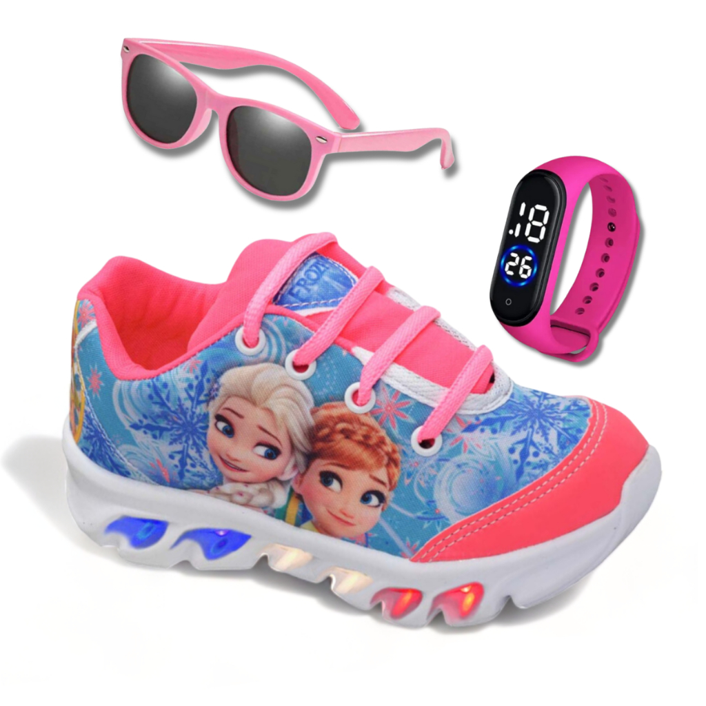 Tenis led infantil fashion frozen