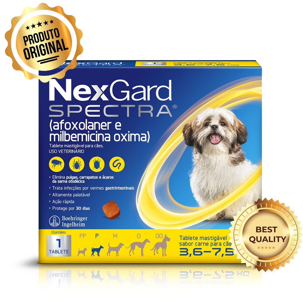 Remédio para Pulgas e Carrapatos e Vermes para Cães 3,6kg a 7,5kg ...