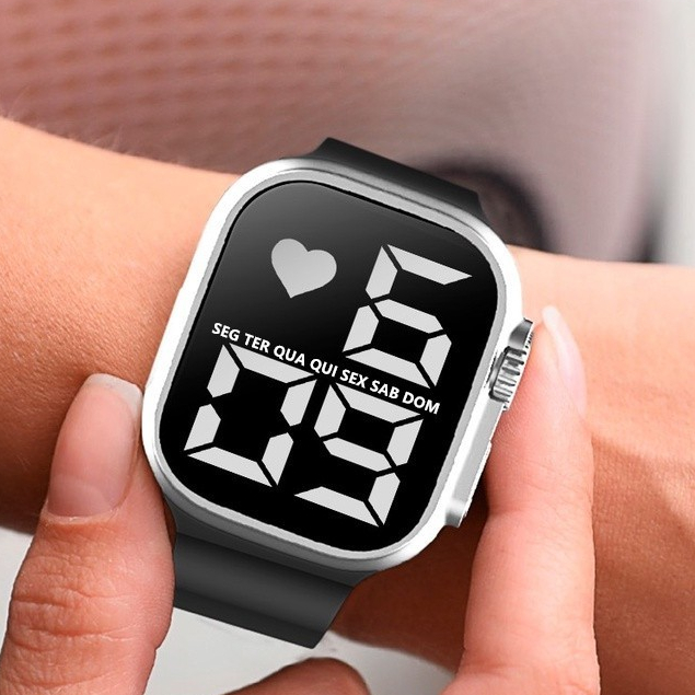 Relógio À Prova D'água Led Digital De Pulso Esportivo Feminino Masculino Ultra9 Esporte Pulseira De Silicone Novo 2024