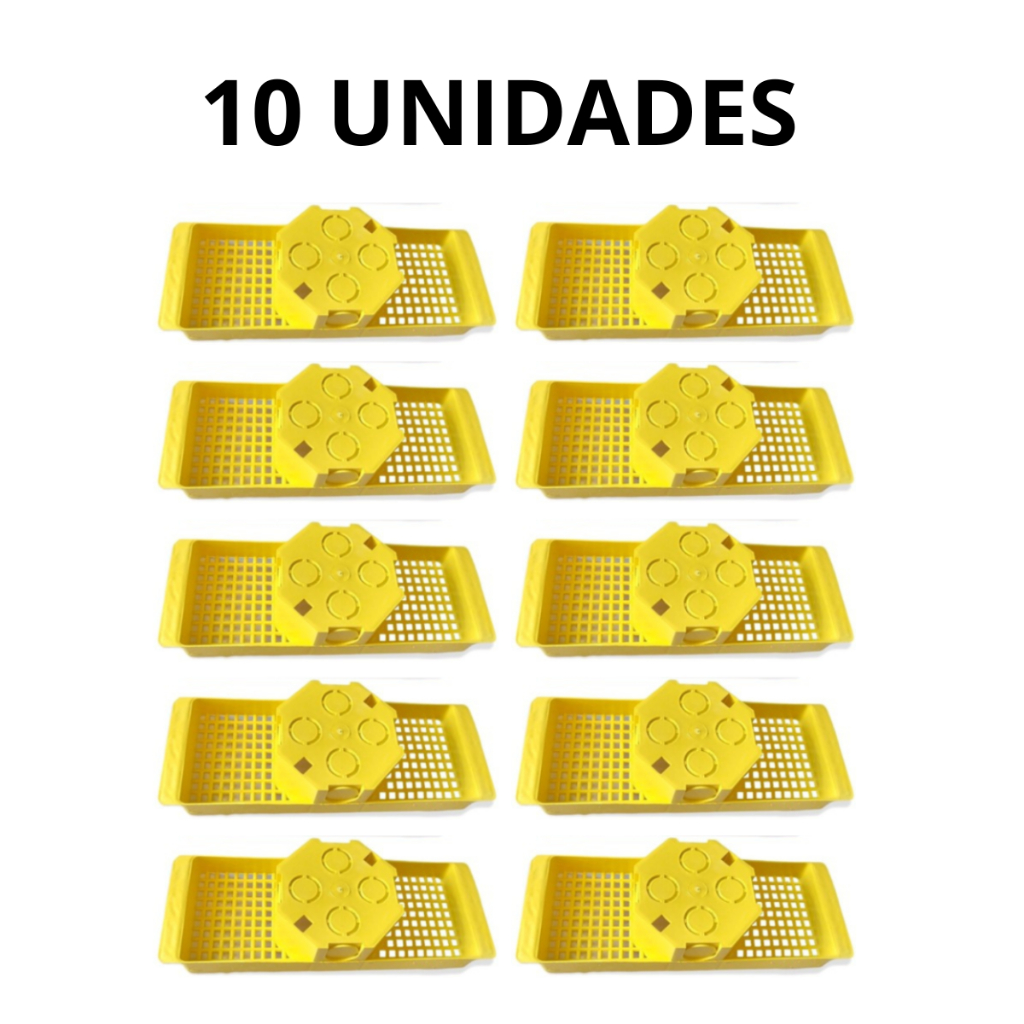 10 Caixa Caixinha De Luz Com Suporte Para Laje Teto 25cm Amarela Reforçada Resistente