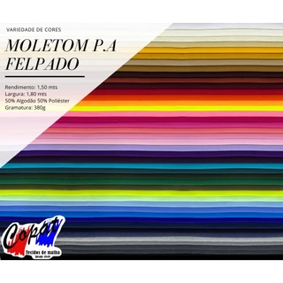 Tecido Moletom Felpado P.A 1 METRO - MAIS DE 40 CORES