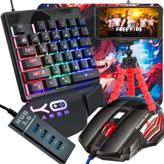 Kit Gamer Teclado One Hand E Mouse + Kit Mobilador + Mouse Pad