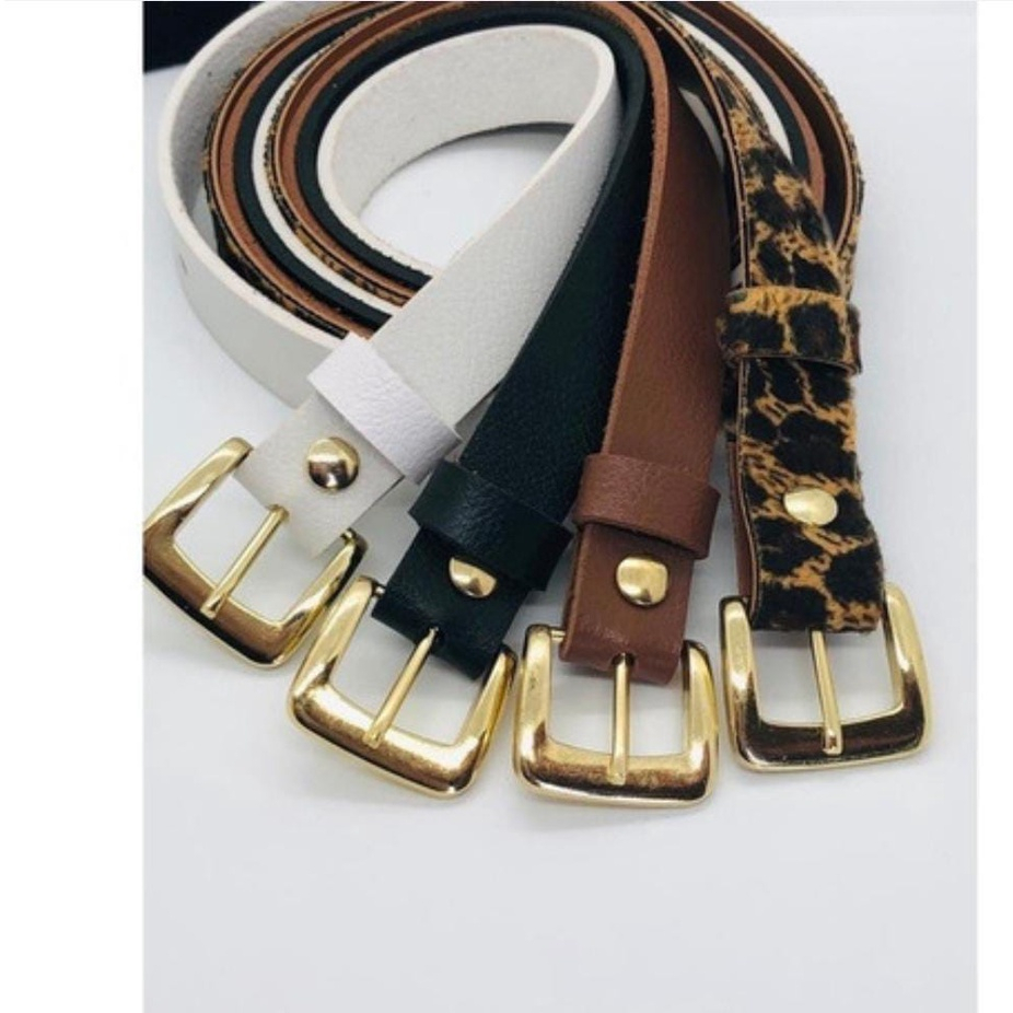 Kit 4 Cinto Feminino Fino Fivela Dourada - Duda