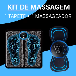 Kit Massageador Alivia Dores Muscular Corpo Cervical Pescoço Lombar + Tapete Massageador de Pés Elétrico Portátil Recarregável EMS em Oferta na Shopee