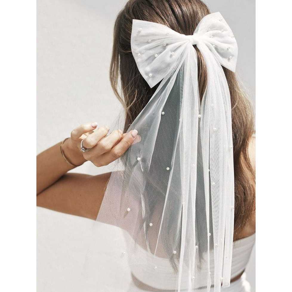Laço Tule Noiva Com Pérola