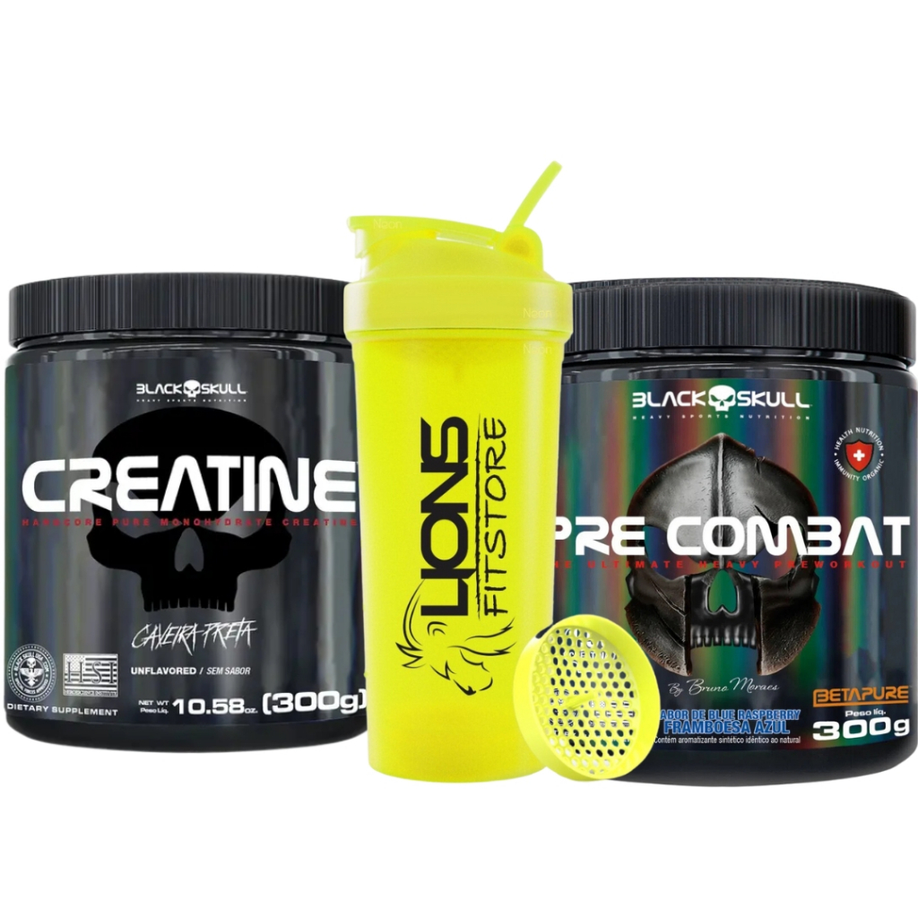 Creatine - Creatina Monohidratada Pura 300G - Black Skull + Pré Treino ...