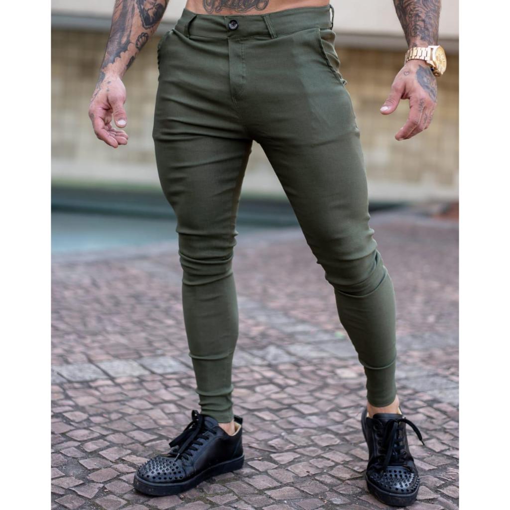 calça alfaiataria masculina bengaline verde militar exclusiva