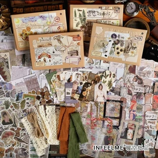 Kit papelaria 40-60 itens Vintage scrapbook/bullet journal diversos