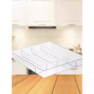 Organizador De Talheres Cristal Cinco Divisórias Empilhável Com Divisórias Resistente Acrílico