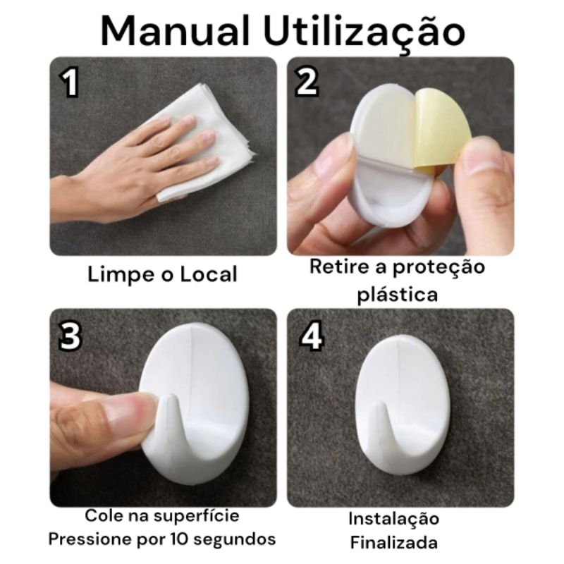 Gancho Autoadesivo Branco 5 unidades Adere