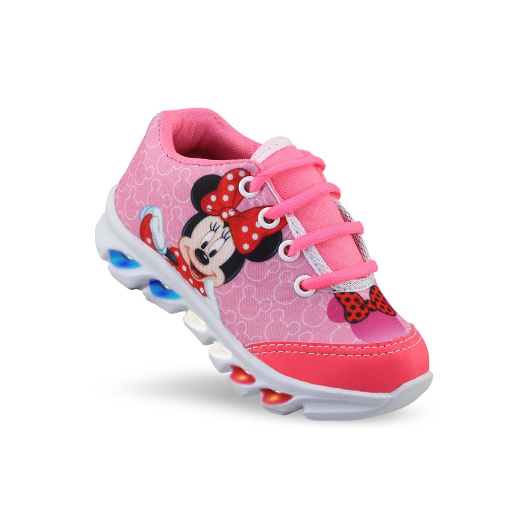 Tênis infantil LED MINNIE de Meninas com Led luzes coloridas Macio