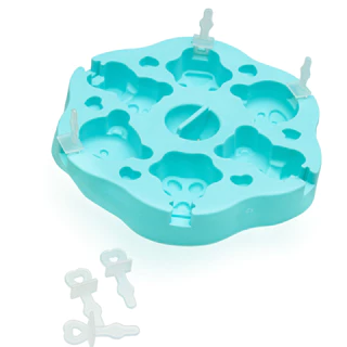 Kit 2 Forma de Sorvete com Palitos 6 Cavidades Silicone para Picolé Formato Ursinho BPA Free