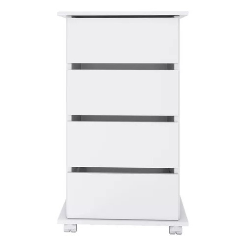 Gabinete Multiuso Com 4 Gavetas E rodinhas Para Quarto, Salas comercial e Escritórios Branco, Mel e Preto 78cm