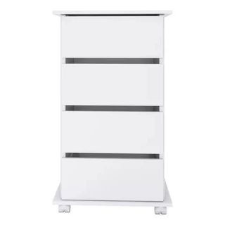 Gabinete Multiuso Com 4 Gavetas E rodinhas Para Quarto, Salas comercial e Escritórios Branco, Mel e Preto 78cm