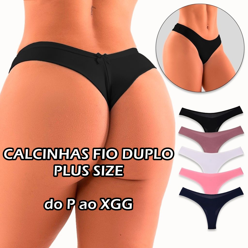 Comprar Kit c/ 4 Calcinha Fio duplo Plus Size Cotton Penteado C