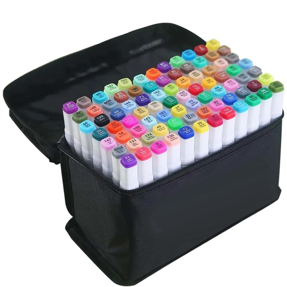 Kit 36 Canetas Marcadoras Profissionais Colorir Desenhar Pontas Duplas ...