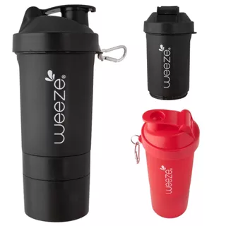 Coqueteleira Shaker 500ml com 3 Compartimentos Garrafa Academia Shakeira com Esfera Misturadora Treino
