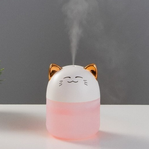 Mini Umidificador de Ar Ambiente c/ Cabo USB 50cm Luzes Led Animais Bichinhos Pets Fofos Gatinho Coelho Coelinho Panda