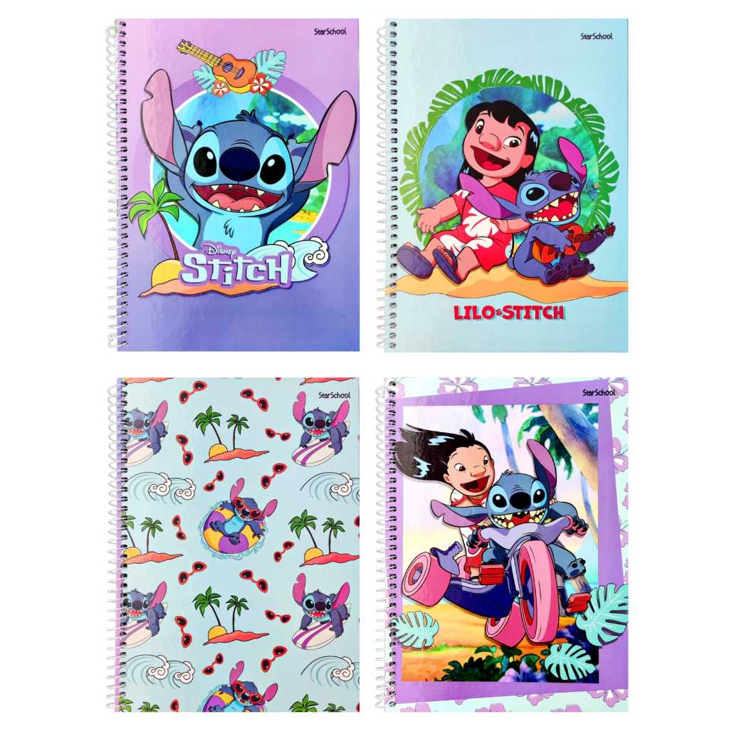 caderno de 20 matérias lilo & stitch capa dura universitario 320 folhas ...