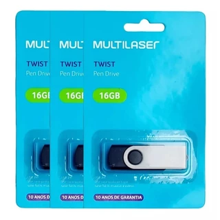 Kit com 3 Pendrive Multilaser Twist 16gb 2.0 100% Original