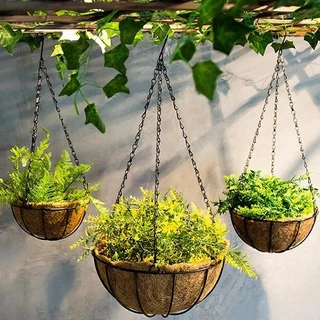 Vaso Pendurar Fibra Coco 35cm Com Pendente De Ferro Decoração Vaso Para Colocar Plantinhas 18801 1Unidade