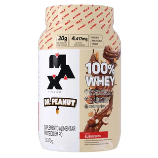 100% Whey Dr. Peanut - 900g - Max Titanium + 1 Amostra Gratis de 45g (De sua escolha) Doce de Leite ou Bombom Italiano